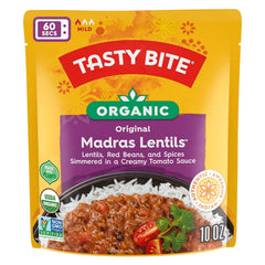 TASTY BITE Madras Lentils served over rice showing hearty, ready meal