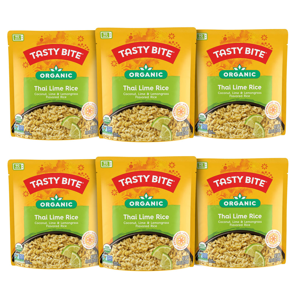 TASTY BITE front packaging showing organic Thai lime rice benefits