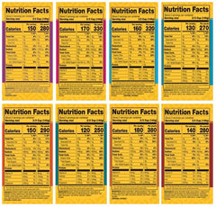 TASTY BITE eight pouches fanned out to display each entrée variety, easy selection benefit