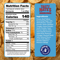 TASTY NATES seasoning on chip emphasizing bold burger and pickle flavor benefit