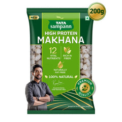Tata Sampann makhana close-up texture highlighting crispness benefit