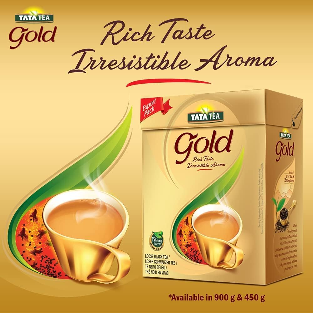Tata Tea Gold brewed cup top view highlighting rich color and aroma appeal