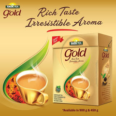 Tata Tea Gold brewed cup top view highlighting rich color and aroma appeal