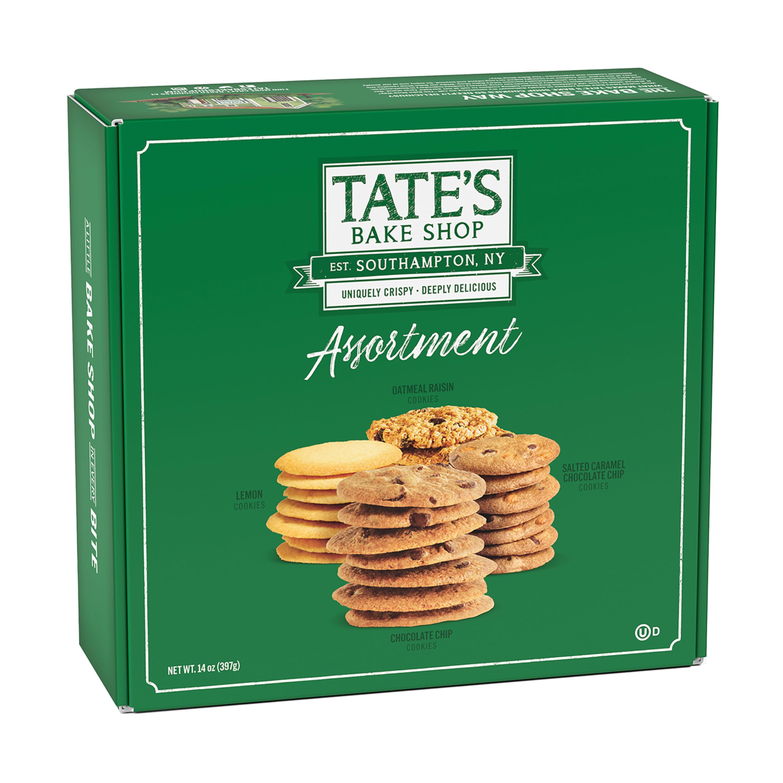 Tate's Bake Shop gift box in holiday setting, ready-to-give presentation