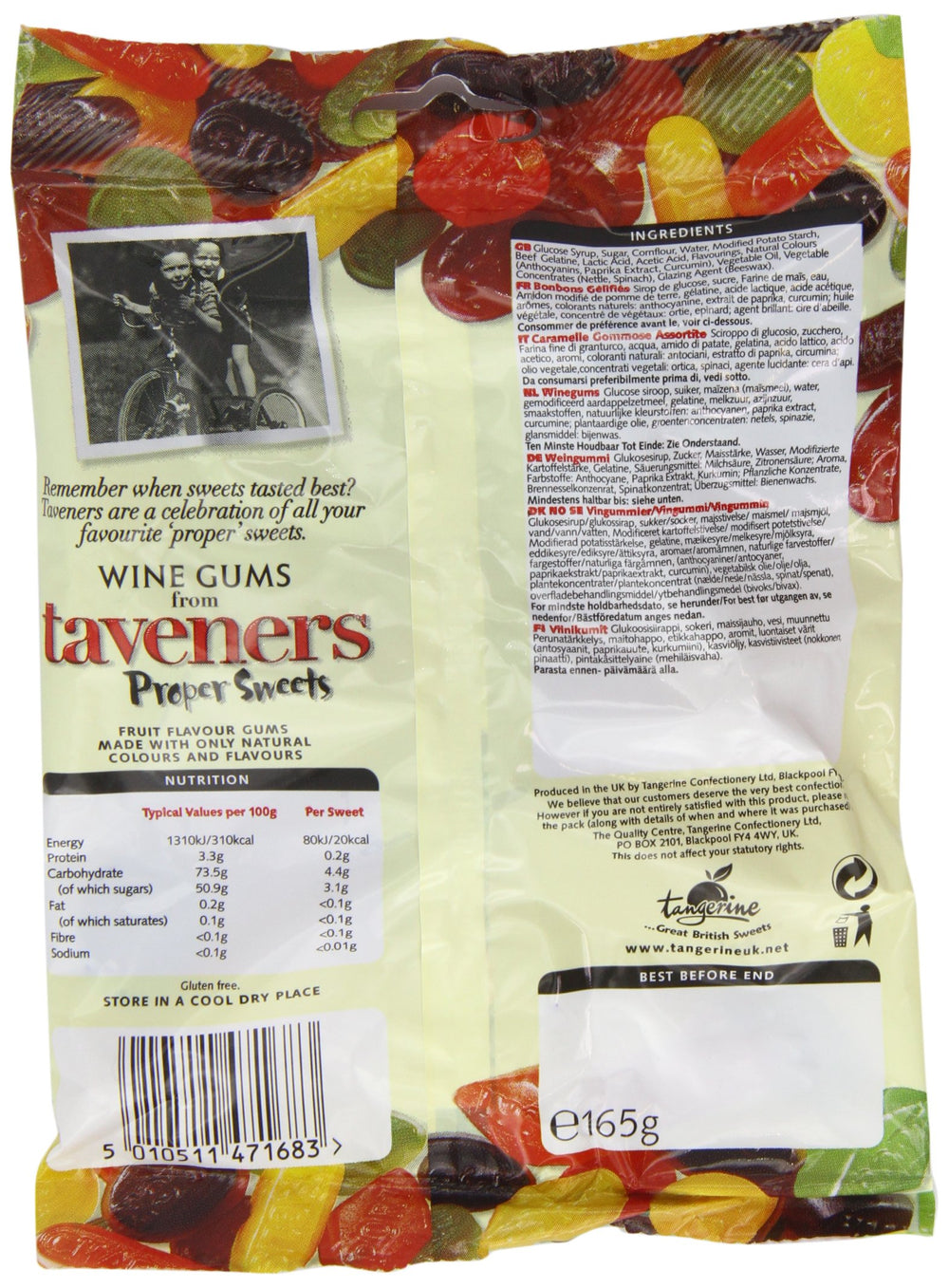 Taveners close-up of wine gum texture highlighting firm chew and vivid natural flavors