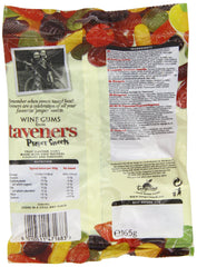Taveners close-up of wine gum texture highlighting firm chew and vivid natural flavors