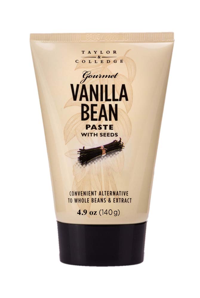 Taylor & Colledge tube front view showing label and seeds, adds real vanilla appearance