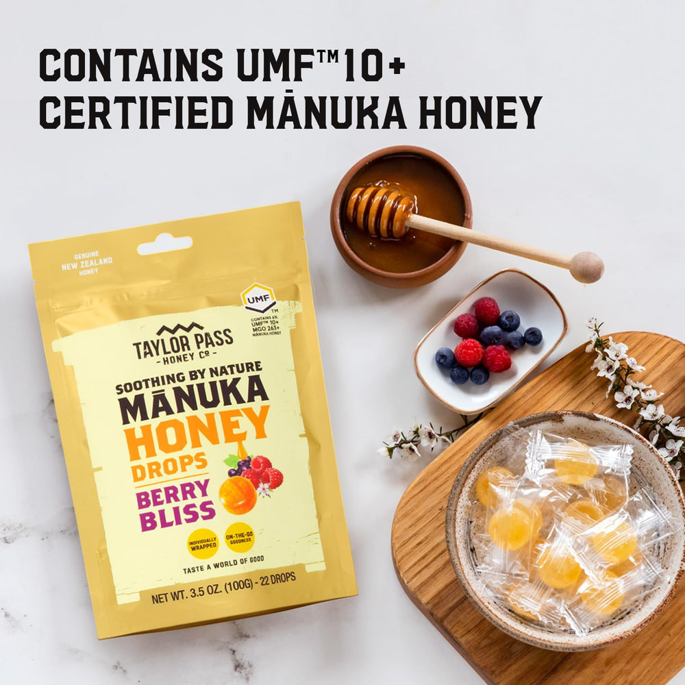 Taylor Pass Honey Co individually wrapped lozenges displayed for single-use convenience benefit hygiene