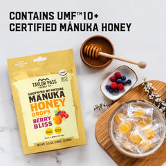 Taylor Pass Honey Co individually wrapped lozenges displayed for single-use convenience benefit hygiene