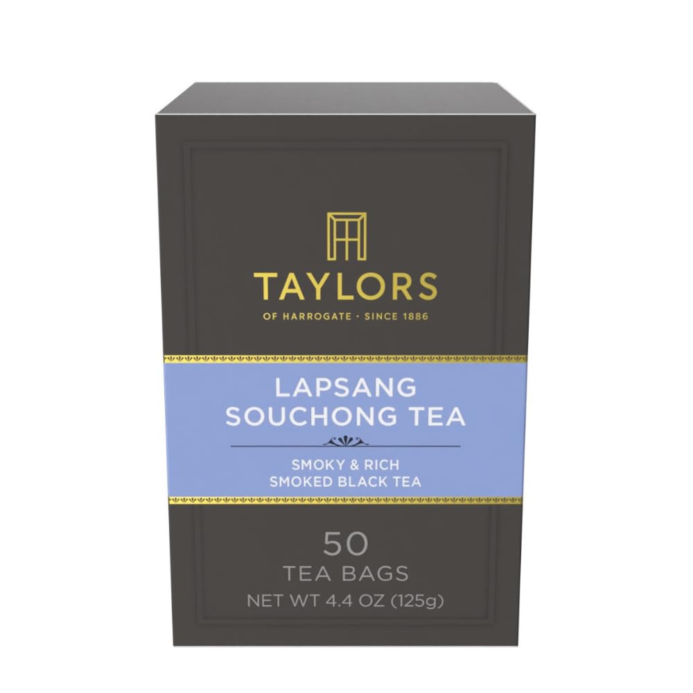 Taylors of Harrogate front packaging showing 6×50 tea bags and product identity, clear shelf appeal
