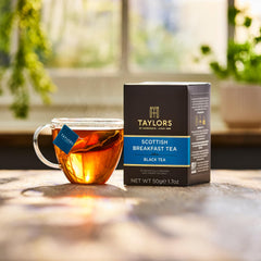 Taylors of Harrogate brewed cup in a kitchen setting highlighting aroma enjoyment