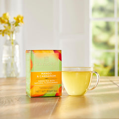 Taylors of Harrogate brewed cup with steam showing bright fruity infusion
