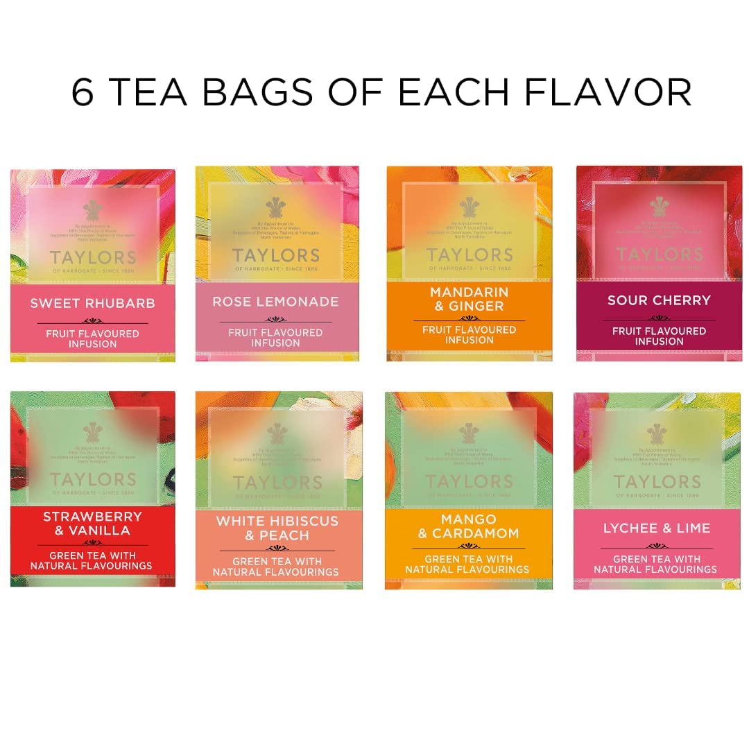 Taylors of Harrogate array of individually wrapped tea bags for easy selection