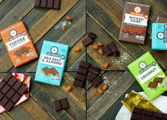 Taza Chocolate split bar revealing almonds and sea salt for crunchy contrast