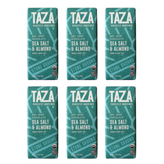 Taza front packaging showing six bars and organic badge for clear gifting