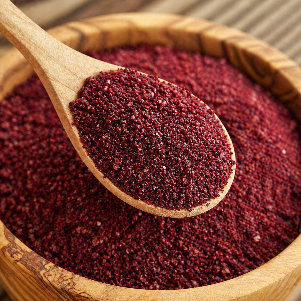 TAZAH sumac with tomatoes and herbs illustrating Mediterranean use