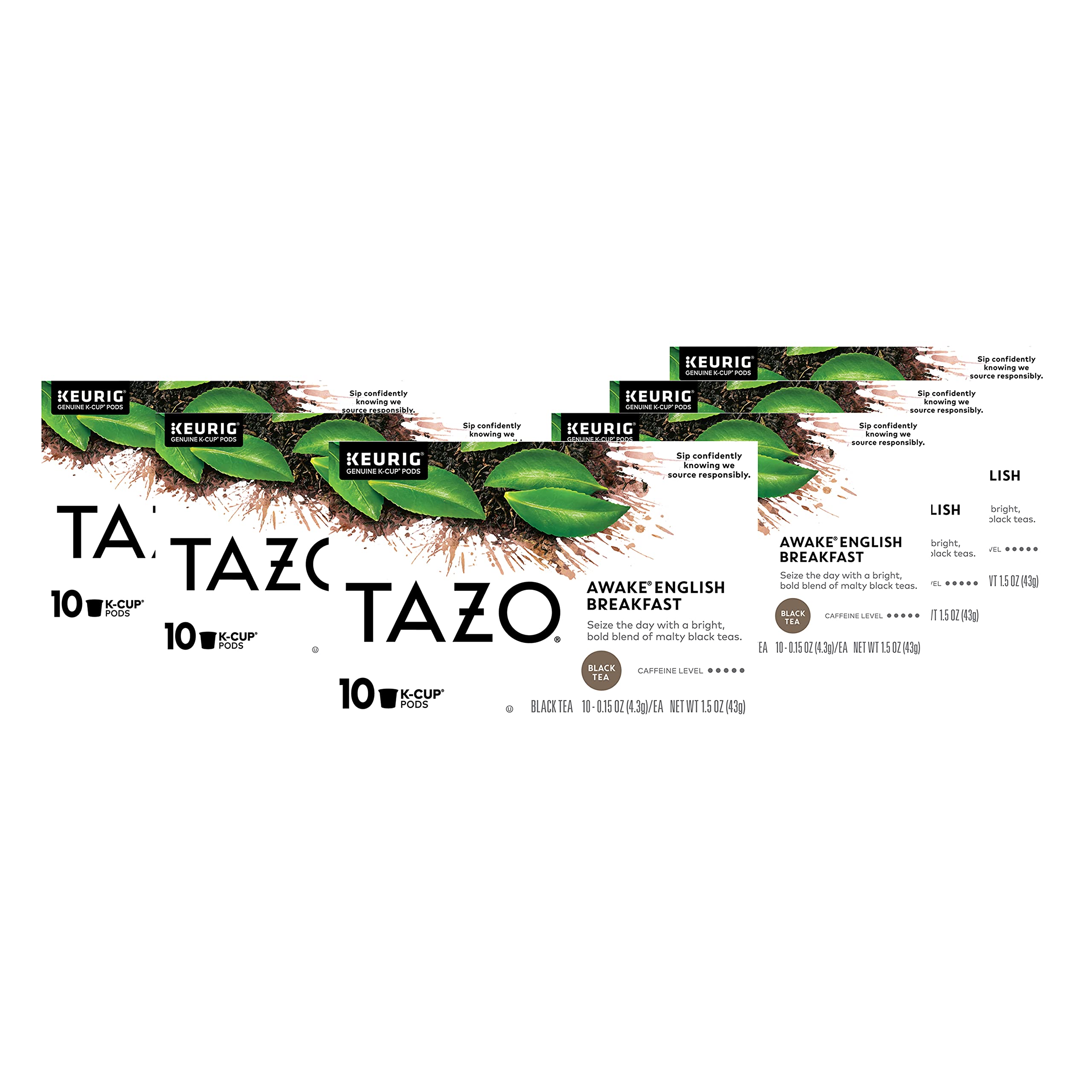 TAZO front packaging showing Awake English Breakfast and convenience