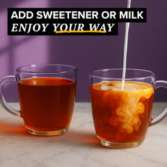 TAZO brewed cup of earl grey steaming with bright bergamot scent for energy