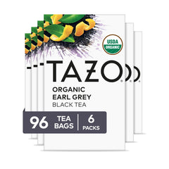 TAZO front packaging showing organic earl grey and bergamot benefit freshness