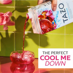 close-up of TAZO liquid texture and color, vivid fruit-forward appearance