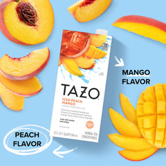 TAZO close-up splash of peach mango concentrate highlighting vibrant color