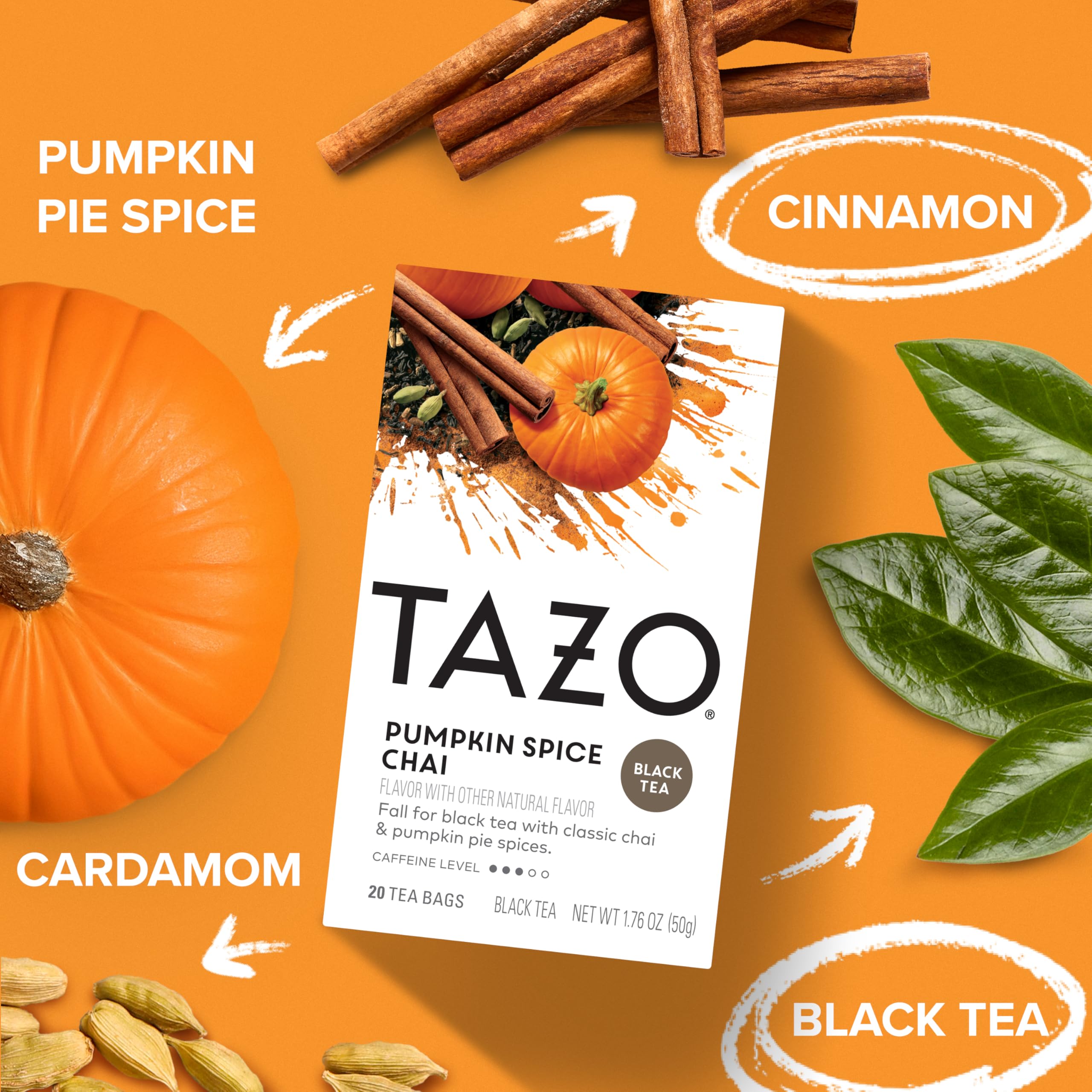 TAZO loose tea close-up with spices, reveals texture and natural ingredients