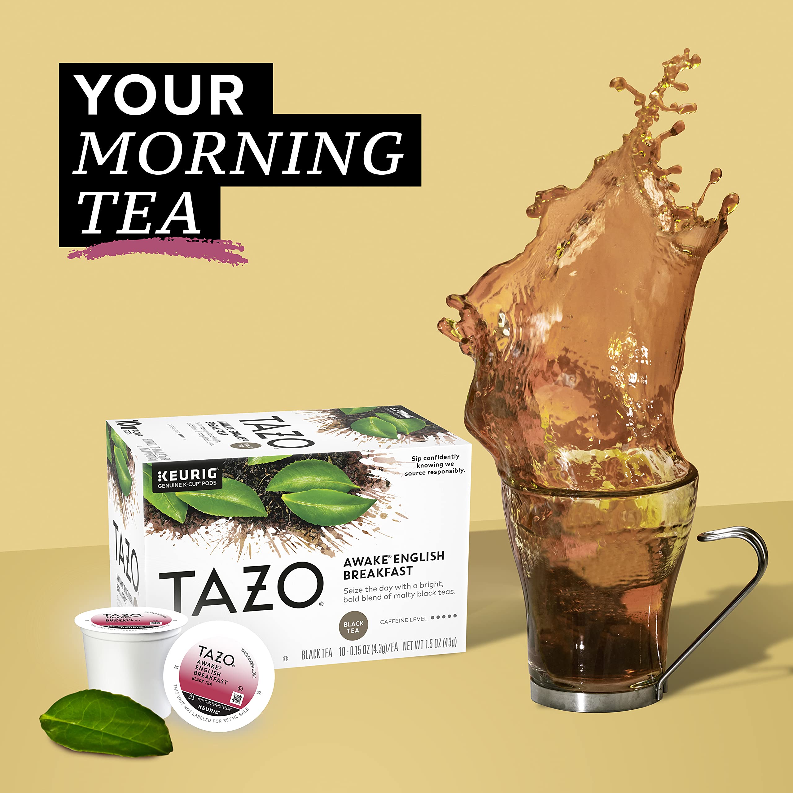 TAZO steeped cup close-up showing rich color and invigorating aroma