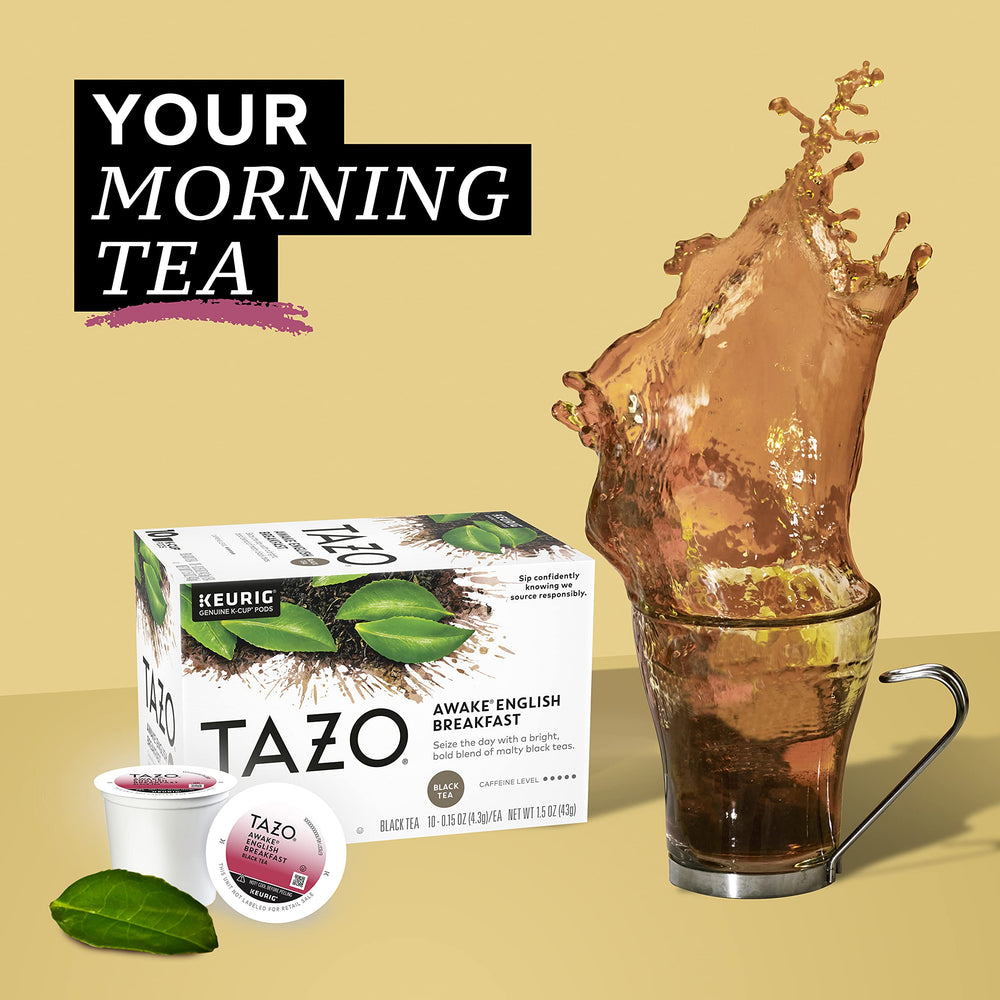 TAZO steeped cup close-up showing rich color and invigorating aroma