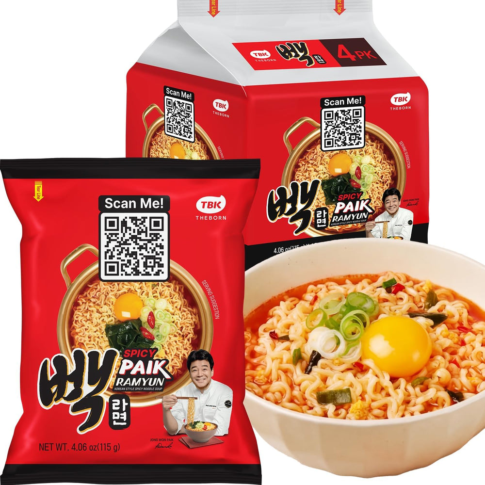TBK THEBORN front packaging showing four 115g packs and bold branding benefit convenience