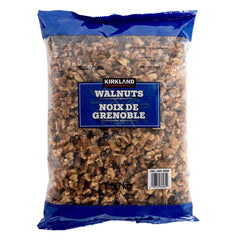 TBWU Kirkland Signature walnuts front packaging showing two sealed bags and weight