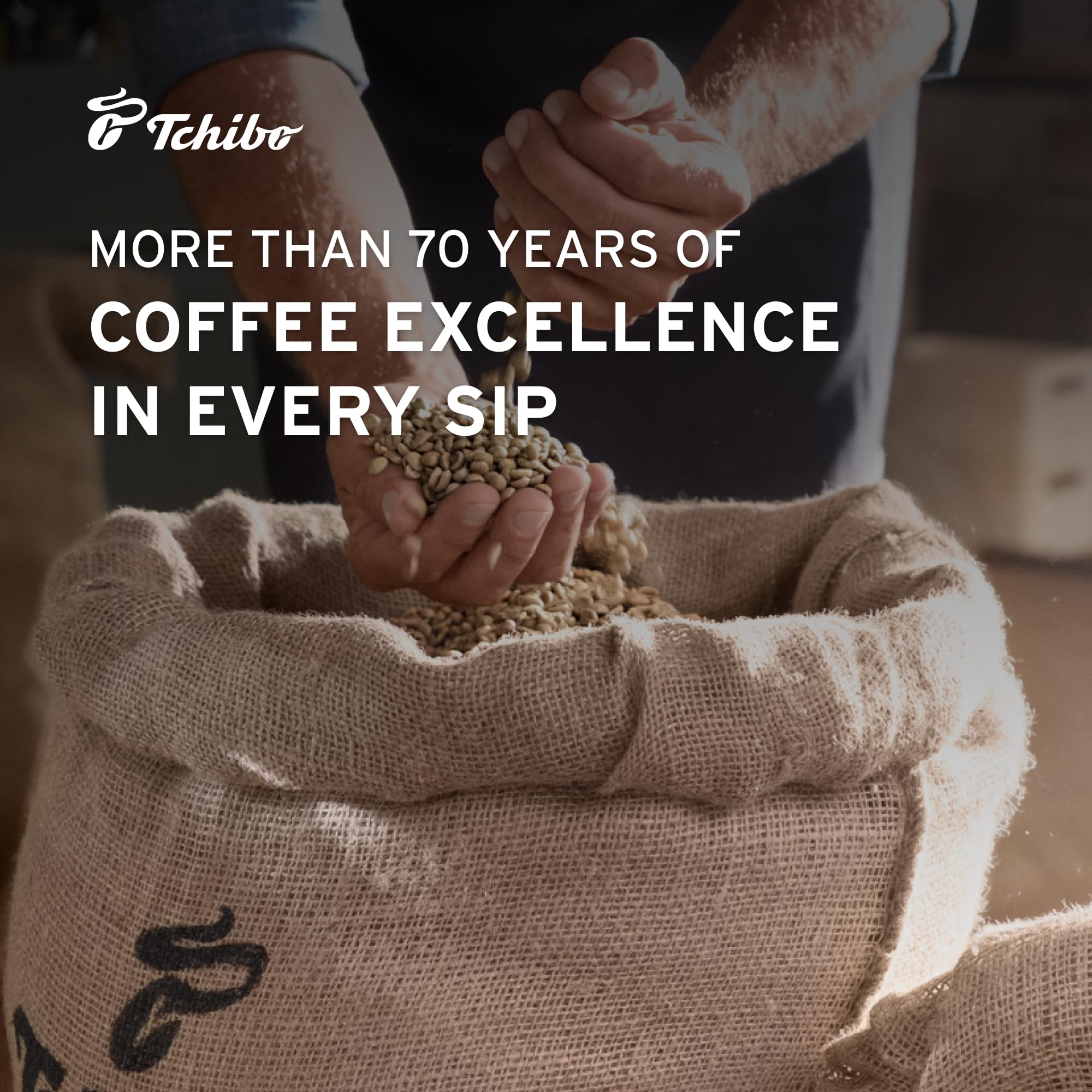 Tchibo Exclusive label and origin details highlighting premium bean sourcing benefit
