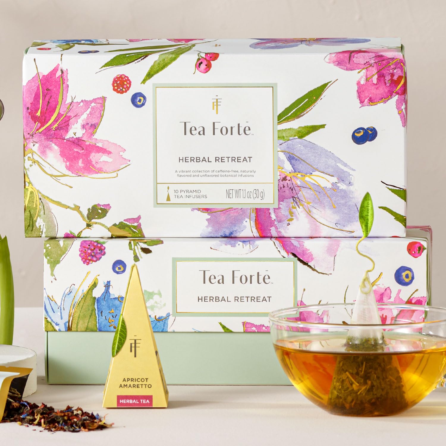 Tea Forté box open with tasting guide displayed for discovery and sample sharing