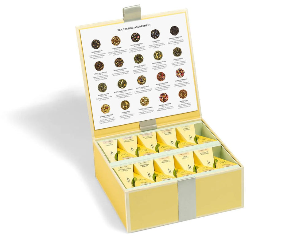 Tea Forte pyramid infuser steeping in cup delivering richer aroma and color