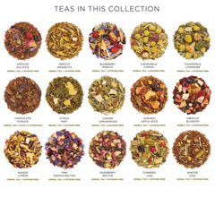Tea Forte close-up of loose leaves and botanicals highlighting quality and aroma