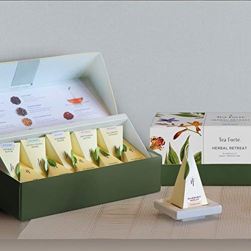 Tea Forté tasting guide inside box offering steeping tips for each blend