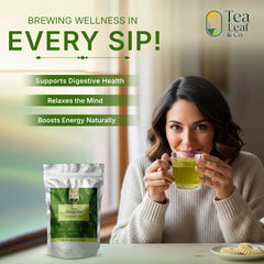 Tea Leaf & Co. loose green tea leaves with peppermint and spearmint benefits