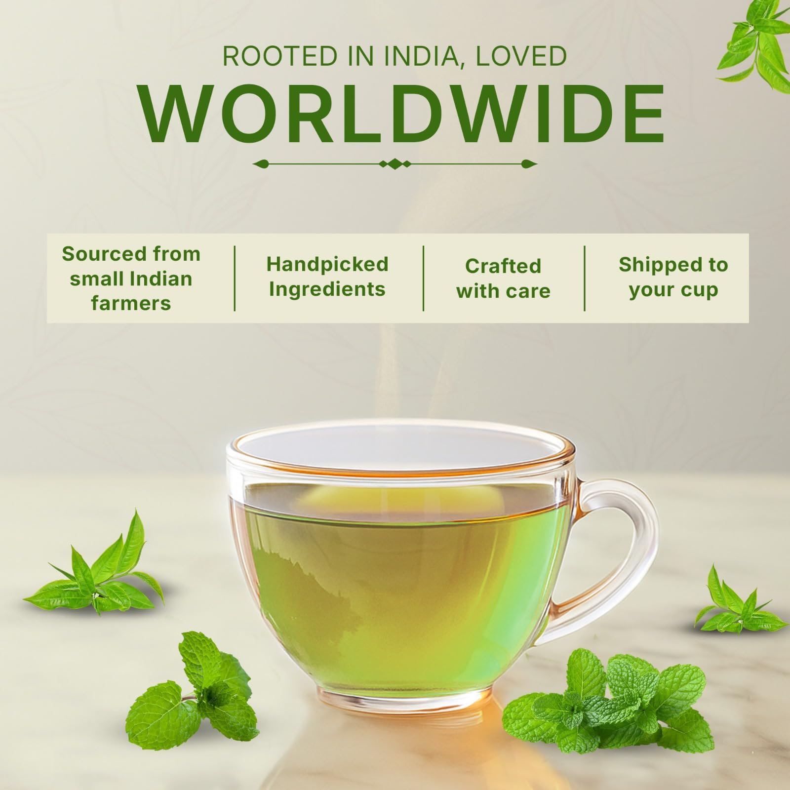 Tea Leaf & Co. resealable pouch open highlighting freshness and plastic-free benefit