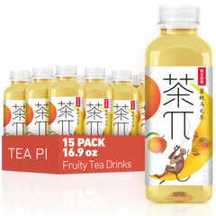 茶π bottle front packaging shows peach oolong branding and hydration benefit