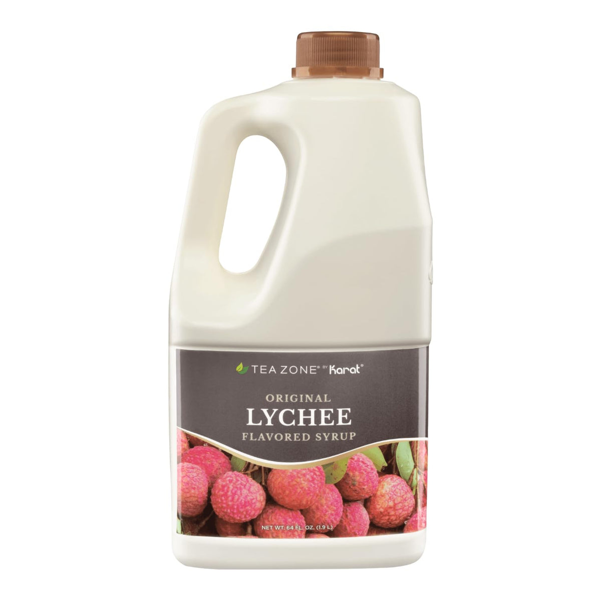 TEA ZONE front bottle view showing 64 fl oz lychee syrup for beverage flavoring