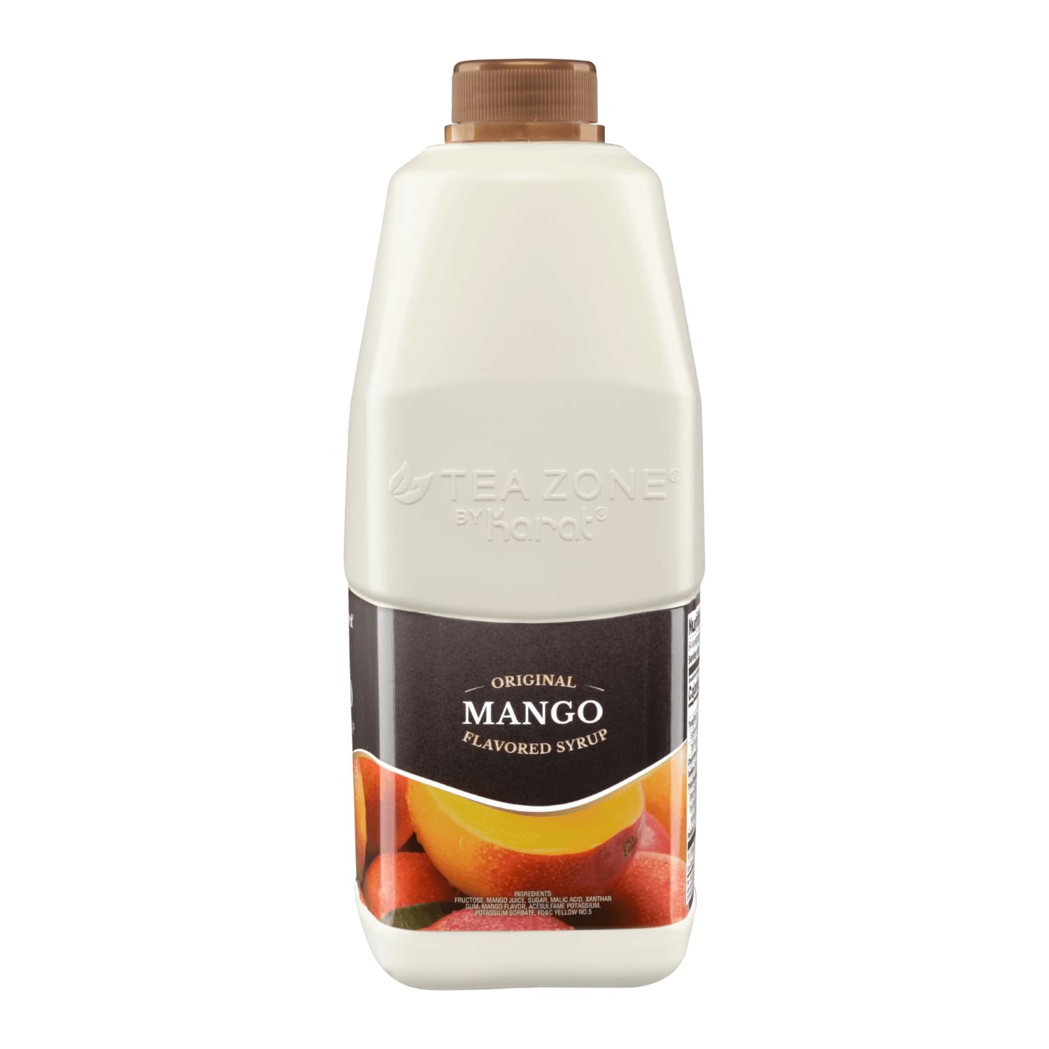 TEA ZONE syrup being blended into a mango slush highlighting quick frozen drink prep
