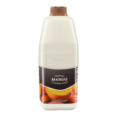 TEA ZONE syrup being blended into a mango slush highlighting quick frozen drink prep