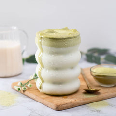 Tea Zone matcha latte in cup demonstrating creamy pour and foam