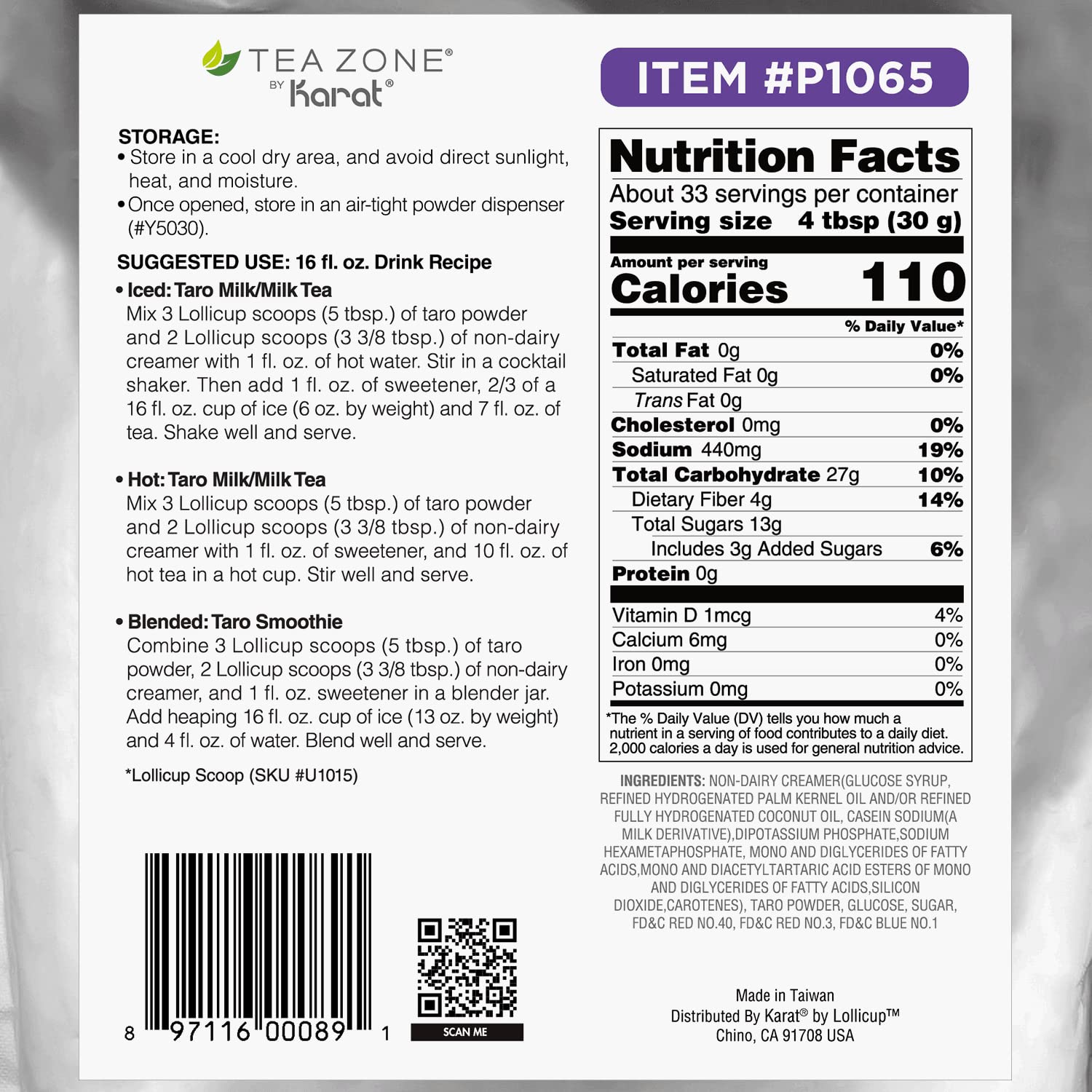 TEA ZONE taro milk tea in glass illustrating creamy drink preparation benefit