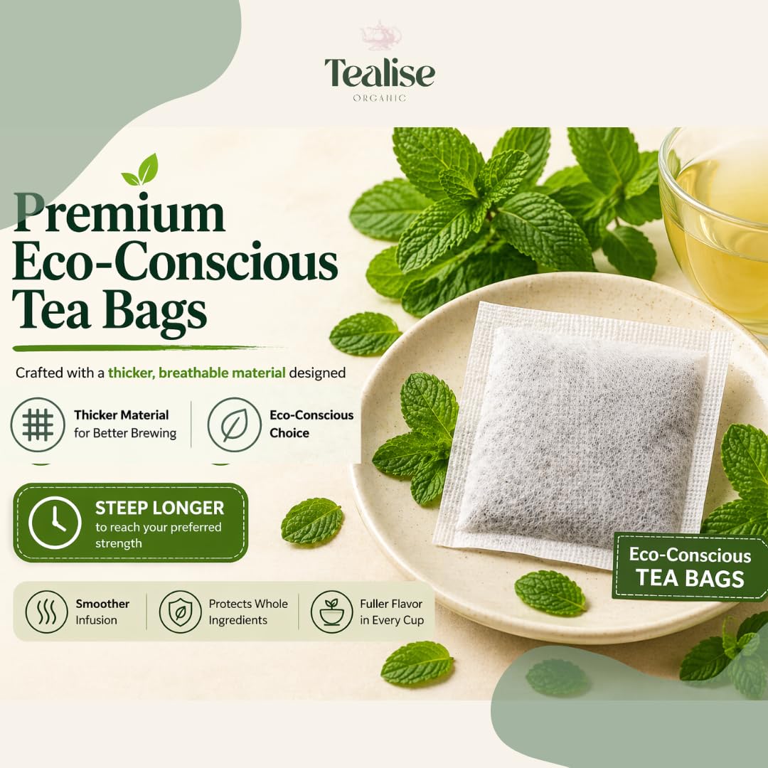 Tealise pack beside common items showing 100-count scale for long-lasting supply