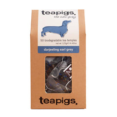teapigs front packaging showing 50 count temples and brand, highlights freshness