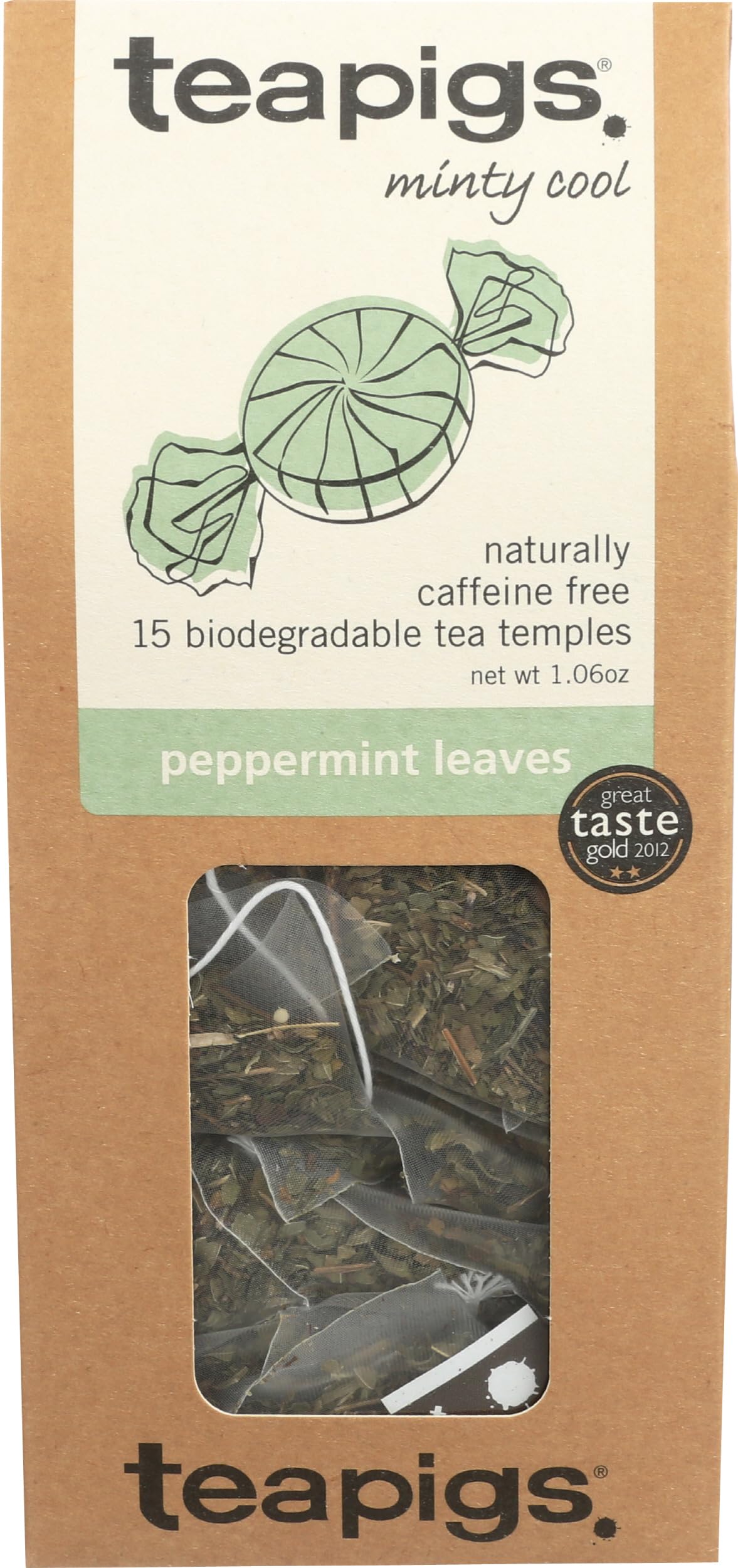 teapigs front box of peppermint leaves tea showing packaging and portability benefits