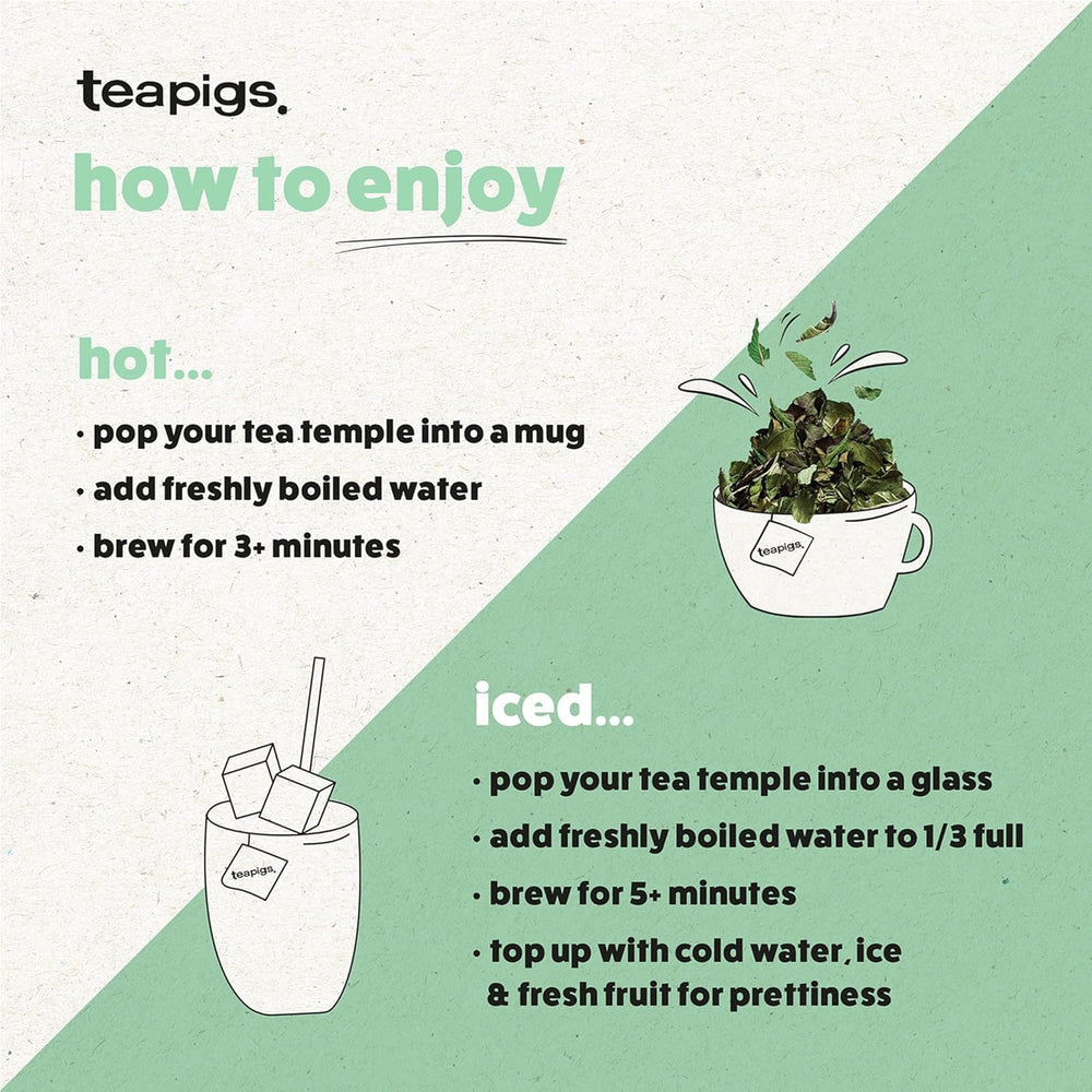 teapigs iced mint tea in pitcher served over ice for cooling refreshment