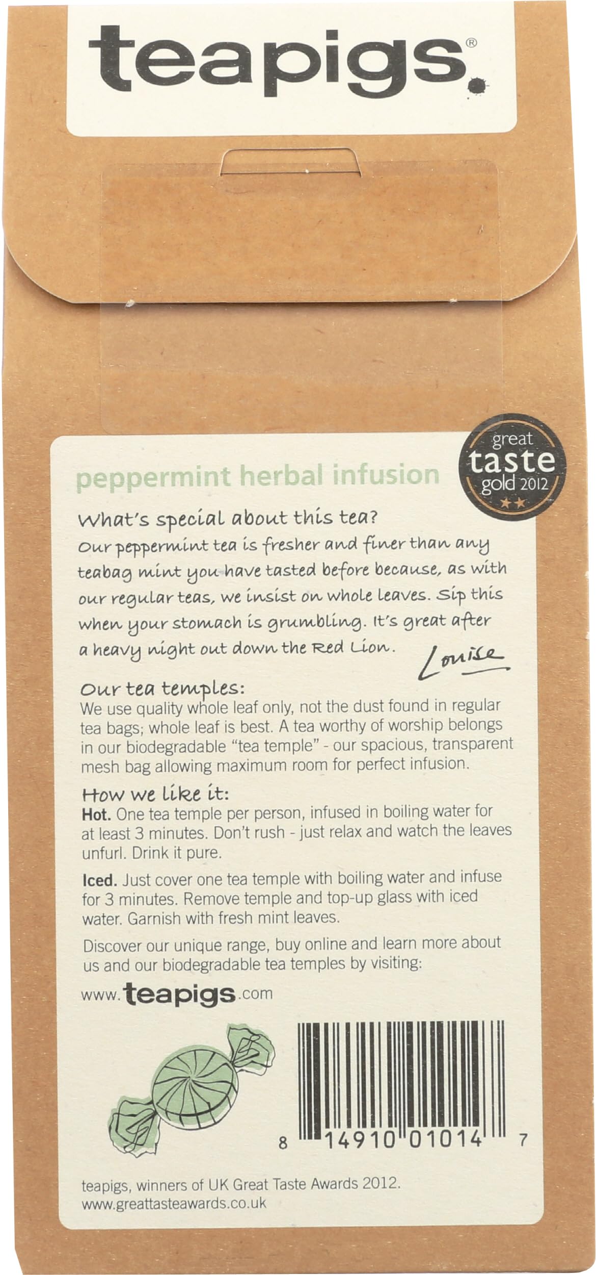 teapigs pyramid sachet close-up revealing whole-leaf infusion for fuller flavor