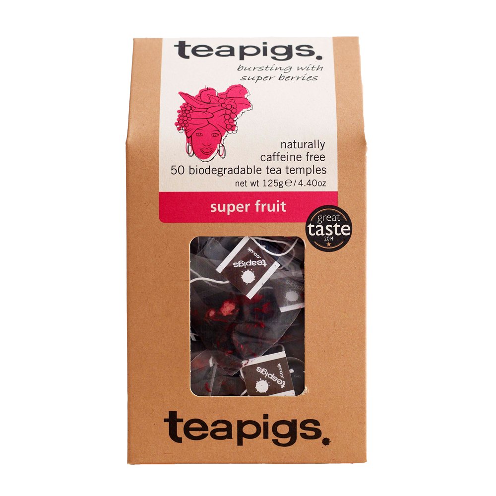 teapigs front packaging displaying 50-count and vibrant berry imagery for easy selection