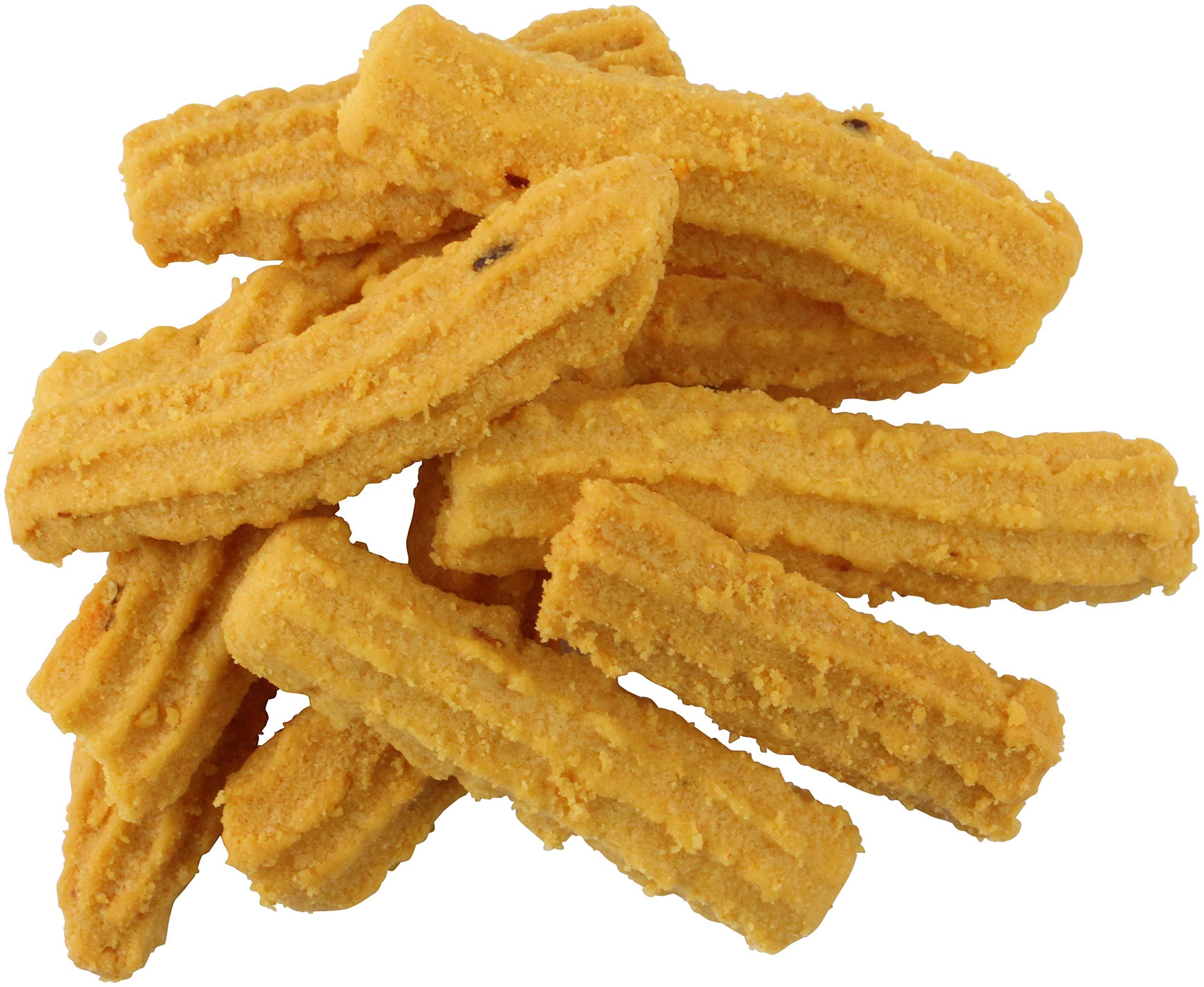 Teas Unique close-up of cheese straw texture highlighting flaky cheddar layers and crisp bite